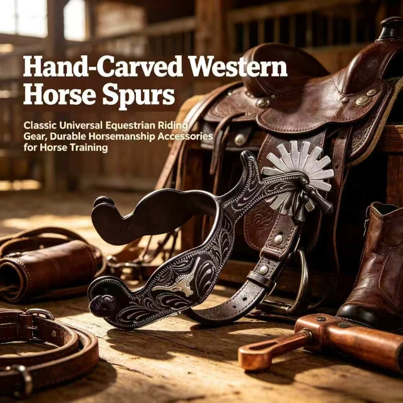 Riding Gear - Espuelas de caballo occidentales, talladas a